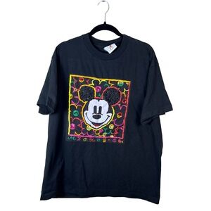90s Vintage Mickey & Co Disney Black Sequin T Shirt Unisex XL Whimsigoth